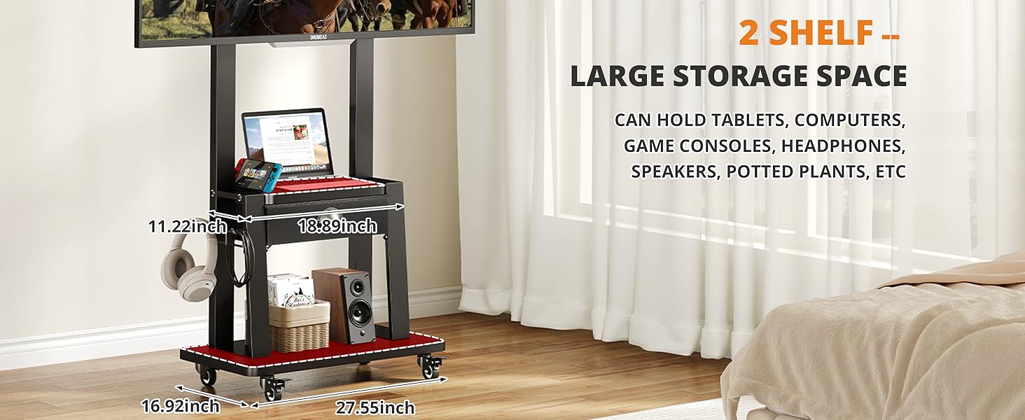 2 shelf larger storage space