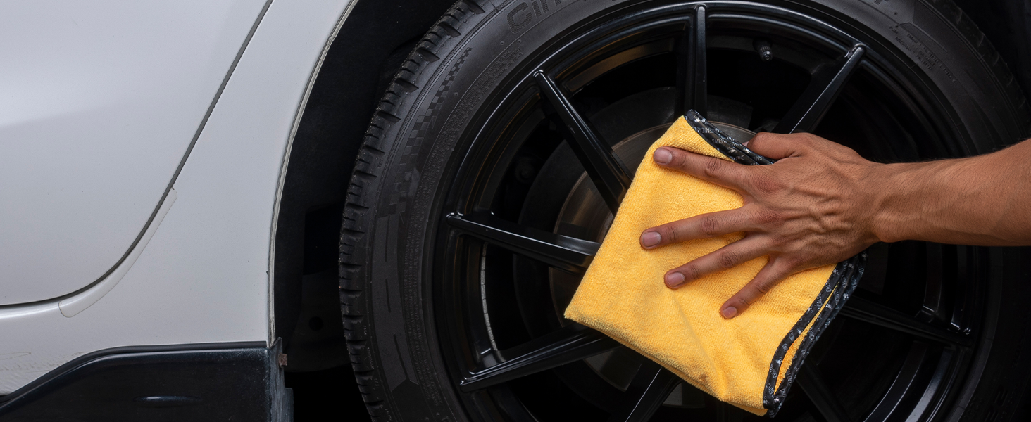 Professional microfiber towels ideal for washing, drying, and applying car wax or quick detailer