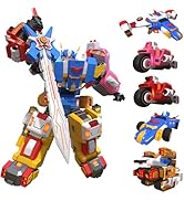 5 in 1 Transforming Toys Car Robot Toys for Kids, 10 inches Transformed Action Figure Assembly Ki...