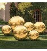 VEBESYET Gold 6PCS Inflatable Mirror Ball Set Reusable Large Event Decoration Balloon PVC Bubble ...