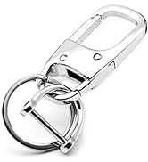 MECHCOS Metal Keychain Car Fob Key Chain Holder Clip with Detachable Valet Key Ring &amp; Anti-lost D...