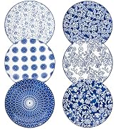 Cerkik Ceramic Salad Plates Set - 8.5 Inch Small Round Dessert Dishes for Kitchen Dinner Pasta Ap...