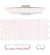 L-SPOUTTO Pink Striped Mouse Pad Set,Scalloped XXL Desk Mat + Ergonomic Mouse Wrist Rest + Gel Ke...