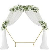 HeyMate 6.24 FT Hexagon Wedding Arch Backdrop Stand, Balloon Ring Flower Arches Golden Metal Arch...