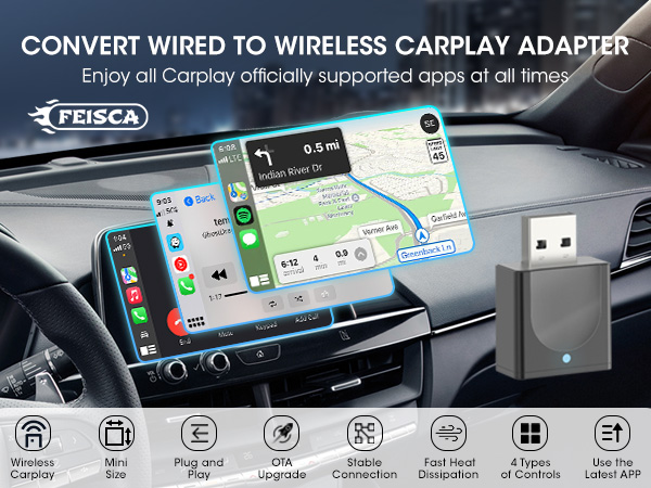 Convert Wired to Apple Carplay Wireless Adapter