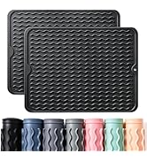 CAKETIME 2 Pack Silicone Dish Drying Mat for Kitchen Counter Under Sink Protector Organizers Cook...