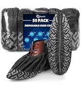 squish Boot Covers Disposable Non Slip, Black Durable Shoe Covers Disposable for Indoors, 50 Pack...