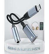 USB C to 3.5 mm Headphone Jack Adapter for iphone 15, 2-in-1 USB C to Aux Audio Jack Dongle Cable...