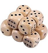 Toddmomy Wooden 6 Sided Dice Game Dice 10Pcs Wooden Dice 16mm Dice with Numbers 1- 6 Wooden Dice ...