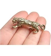 Vintage Tiger King Figurine, Brass Animal Ornament, Gold Antique Copper Desk Decor Collectible Fi...