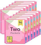 Taja 96 Count Dividers for 3 Ring Binder with Two Pockets, 8 Tabs Set, Plastic Binder Index Divid...