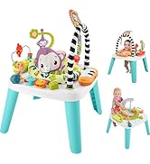 Fisher-Price Baby to Toddler Toy 2-in-1 Purple Monkey Activity Center &amp; Play Table with Music Lig...