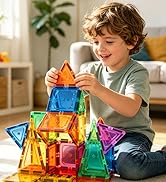 Coodoo 60 PCS Magnetic Building Tiles Kids Toys STEM Magnetic Blocks Sensory Toys Kids Games Magn...