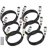 AeeKoo 10ft XLR Cables 6 Pack, Gold Plated 3-Pin Microphone Cable, Balanced XLR Male to Female XL...