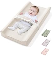COMOMY Baby Changing Pad with Wipeable &amp; Waterproof PU Cover, Contoured Diaper Changing Pad for D...