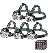 EverBrite 5-Pack LED Headlamp, 4 Lighting Modes, Pivoting Head with Adjustable Headband, Perfect ...