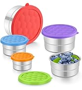 TeamFar Stainless Steel Food Containers with Lids, (30oz, 20oz, 12.85oz, 6oz, 3oz) Metal Lunch Bo...