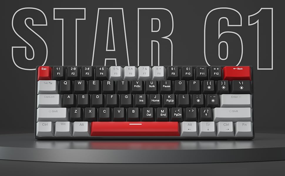 60% portable mechanical gaming keyboard with linear red switches