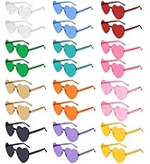 NACHLYNN 24 Pairs Heart Sunglasses for Women 12 Colors Rimless Heart Shaped Sunglasses Heart Glas...