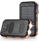 Mregb Power Bank,Solar Charger,36800mAh 5V3.1A QC 3.0 Dual 2 USB Port Built-in Powerful Flashligh...