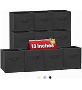 Large Closet Organizer Bins | 13 Inch Fabric Storage Cubes with Handles | 10 Pack Cabinet Shelf B...