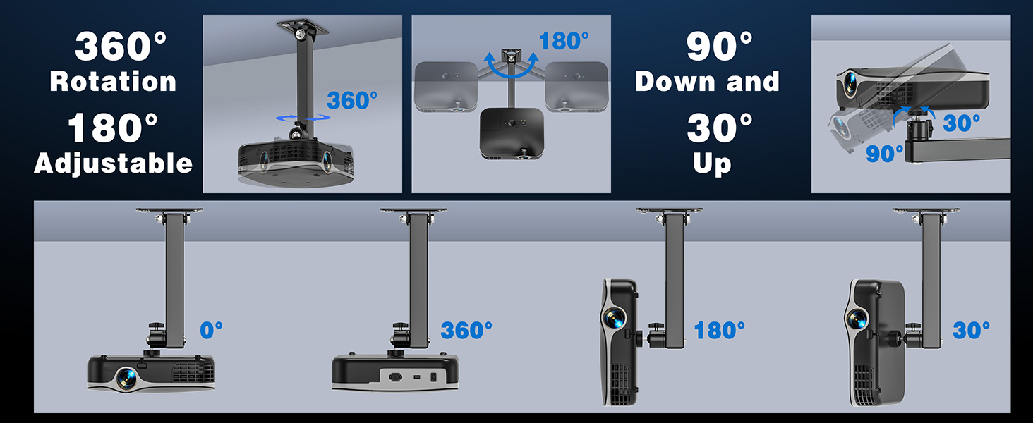 projector wall mount height and angle adjustable