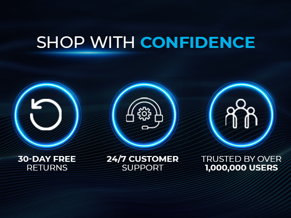 Shop with confidence, 30 day free returns, 24/7 service, trusted by over 1 million users