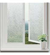 rabbitgoo Window Privacy Film Frosted Glass Film, Decorative Cling UV Sun Blocking Decals, Frosti...