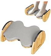 Ergonomic Under Desk Bamboo Footrest, 3-in-1 Reversible Rocking Footrest with Footpads, 4 Adjusta...