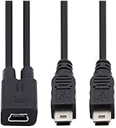 chenyang Mini USB Female 1 to 2 Mini USB Male Splitter Extension Charge Cable