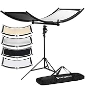K&amp;F CONCEPT U-Shape Reflector Curved Reflector 100x45cm with 4-in-1 Reflective Fabric, Black/Gold...