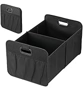 Simple Deluxe Car Trunk Organizer, 2 Compartments Collapsible Trunk Storage, Anti-slip Design, Ma...