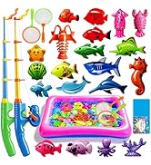 CozyBomB Magnetic Fishing Toys Game Set for Kids | Water Table Bathtub Kiddie Pool Party Pole Ro...