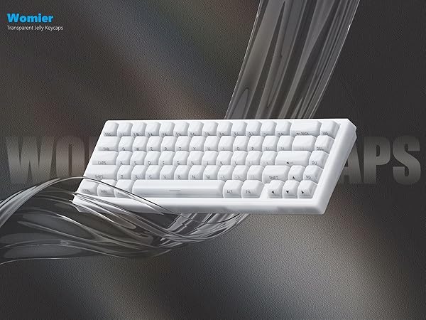 Keyboard Keycaps Jelly - Ceramic Keycaps 75%, Clear White Key Cap, Transparent Side Printed