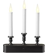 FESTIA Elegant Battery Operated Window Candelabra with Timer - 3 LED Flicker Flame Antique Bronze...