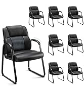 Sweetcrispy Waiting Room Guest Chair Set of 8, Leather Stationary Office Reception Chairs No Whee...