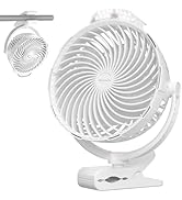 Tenvolti 10000mAh Clip on Fan, 8-Inch Golf Cart Fan Rechargeable with LED Light, 9 Speeds Strong ...