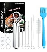 PEOUWNES 304-Stainless Steel Meat Injector Syringe Kit with 3 Marinade Needles for BBQ Grill Smok...