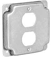 Airmont Products AP-12096, 4" Square Duplex Receptacle Electrical Box Cover, 1/2" Raised, Exposed...