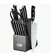 Marco Almond Kitchen Knife Set with Block KYA31,14 Pieces Japanese Stainless Steel Cutlery Knive...