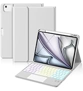 Hamile for iPad Air 11 Inch Case with Keyboard M3/M2 - Multi-Touch Trackpad, 7 Colors Backlit, Ma...