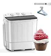 Erivess Compact Portable Mini Twin Tub 18lbs Washing Machine, Get Dry Rack and 10 hangers for fre...