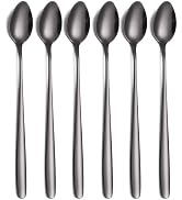 tiokin Black Long Handle Iced Tea Spoon,7.8-Inch Coffee Spoon,Ice Cream Spoon, Stainless Steel Te...