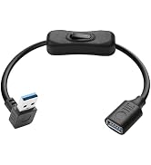 JSADZKJ 90 Degree USB 3.0 Cable with Switch USB 3.0 Type A Male to Female Extension Cable USB 3.0...