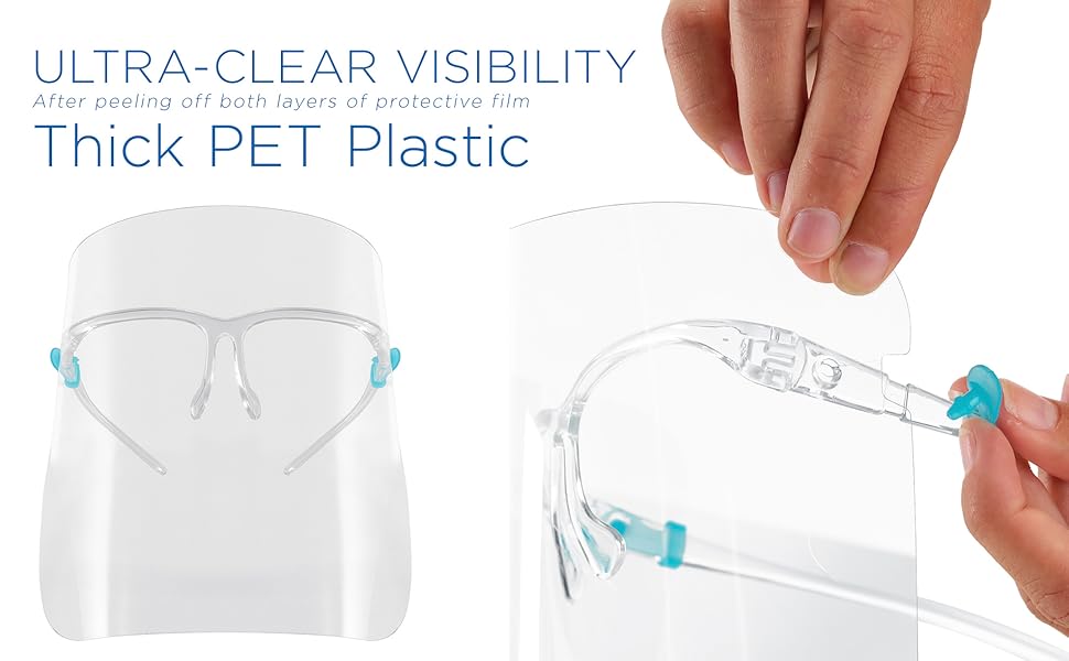 Salon World Safety Face Shields with Glasses Frames