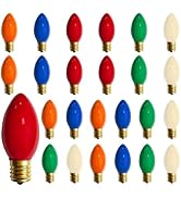 C9 Multicolor Christmas Light Bulbs, 25 Pack C9 Baked Colorful Replacement Bulbs Vintage Incandes...