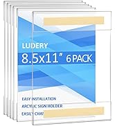 Ludery Acrylic Sign Holder 8.5 x 11 Wall Mount, Wall Mount Sign Holders, Clear Acrylic Frame with...