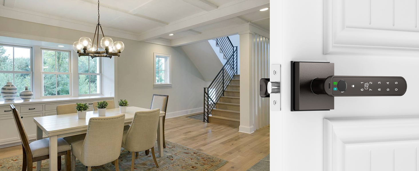 Fingerprint door handle grey