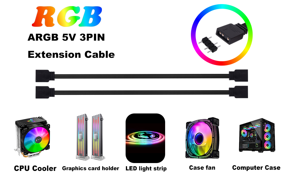 5V 3 Pin ARGB Extension Cable for fan led