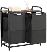VEVOR 2 Section Laundry Sorter, Large Laundry Hamper with Metal Frame and Wooden Tabletop, Freest...
